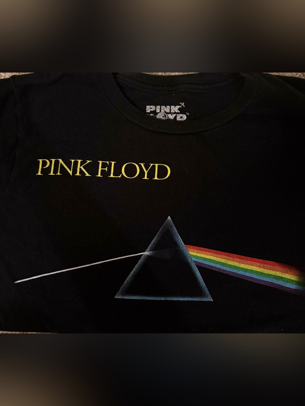 Pink Floyd Black Tee with Prism and Rainbow Spectrum
